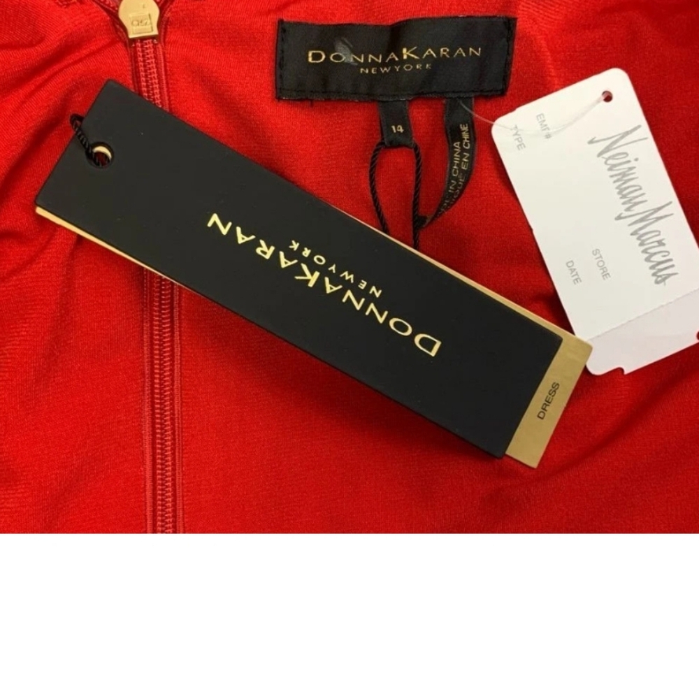BnWT Donna Karan New York Red High Low Cocktail Sundress Size 14 - Picture 2 of 7